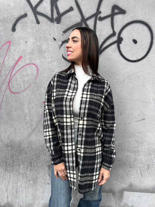 SUSY MIX CAMICIA FLANELLA CHECK MARTINA NERO