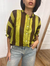 CAMICIA MUSSOLA COREANA RIGHE MORO/LIME