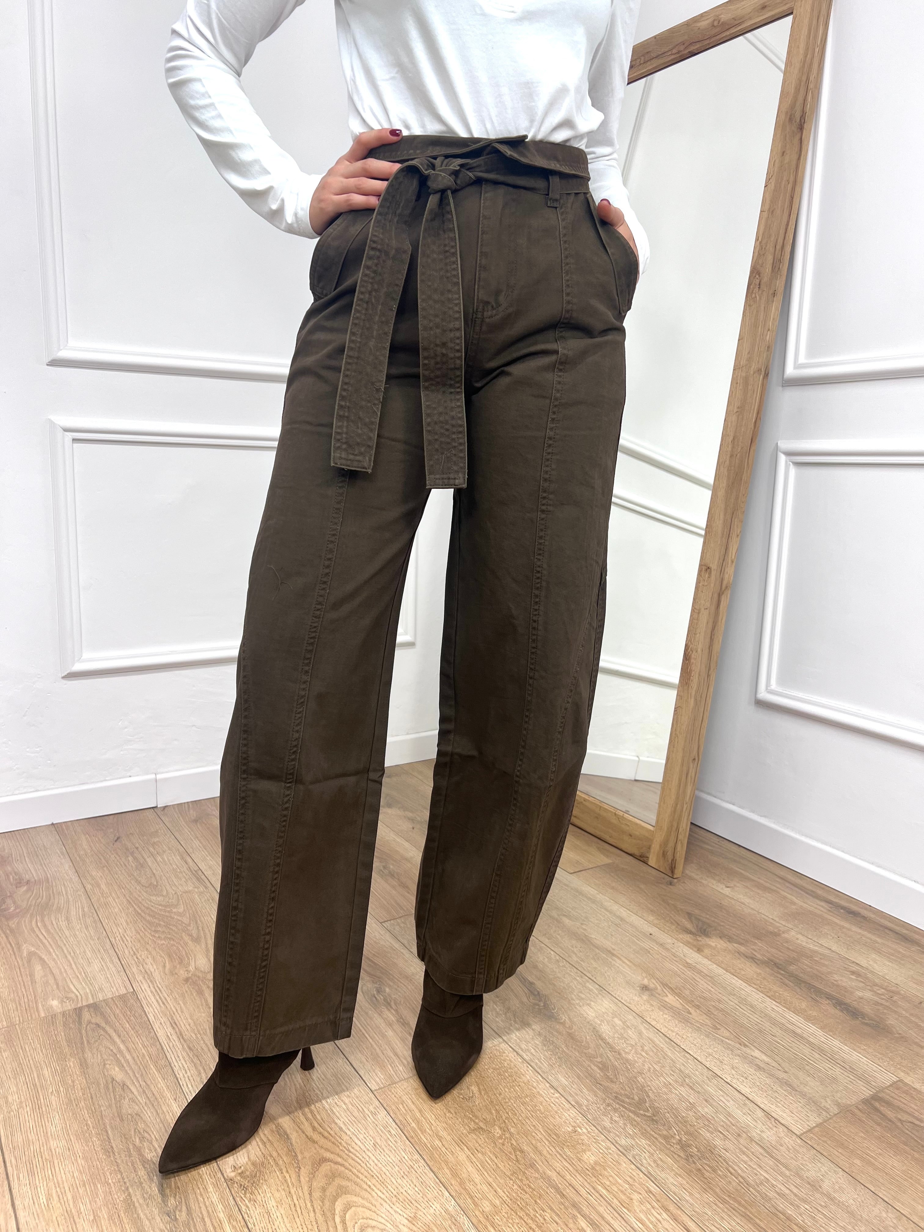 PANTALONE VITA ALTA CON FUSCIACCA AYLIN MORO