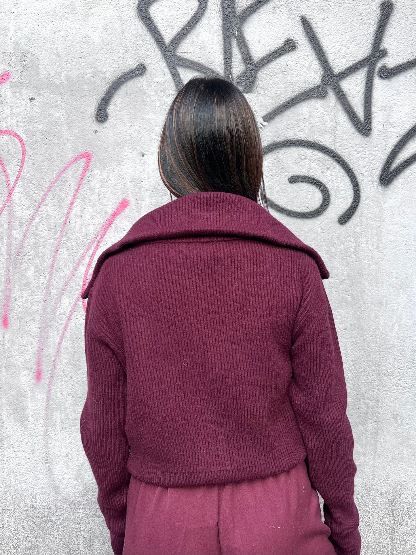 SUSY MIX CARDIGAN CERNIERA COLLO CRATERE IVANA VINO