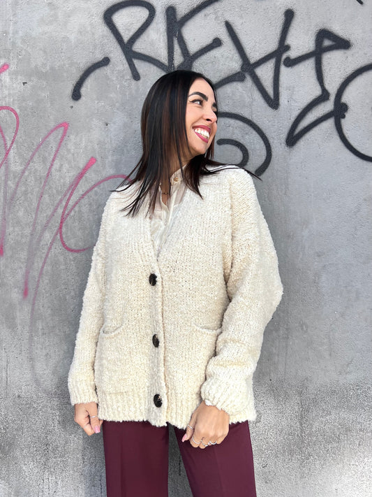 SUSY MIX CARDIGAN BOTTONI BOUCLE’ VIVIENNE BURRO