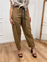 PANTALONE VITA ALTA OVETTO “CUORE” TABACCO SUSY MIX