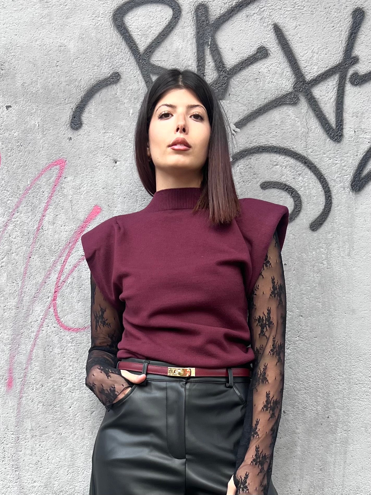 SUSY MIX GILET LUPETTO SPALLINE MORIS VINO