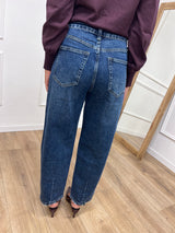 DENIM VITA REGOLARE BARREL CROPPED CINZIA BLU