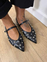 N.6 MILANO BALLERINA BORCHIE IN NAPPA NERO