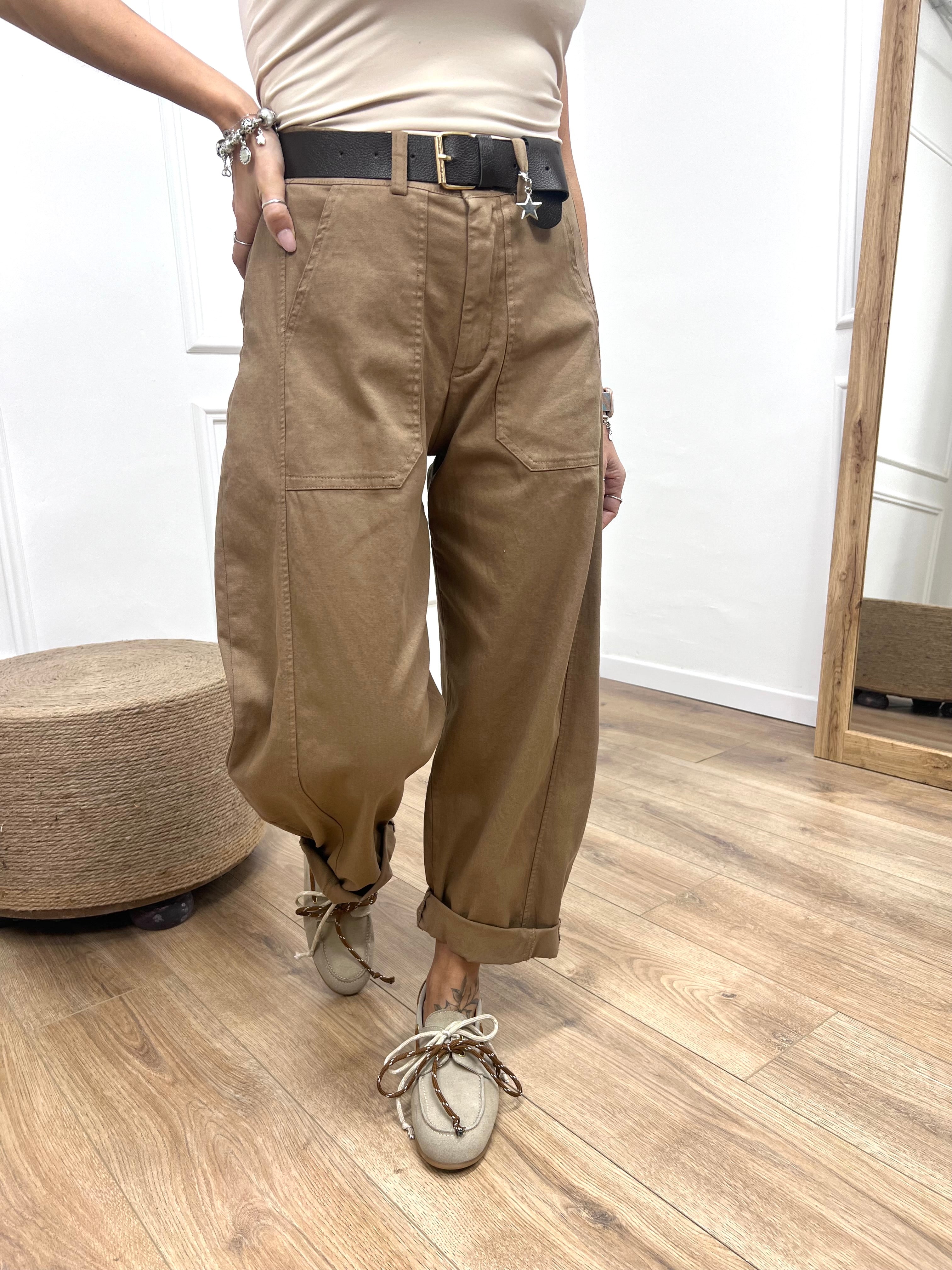 PANTALONE COTONE BALLON  STELLINA TABACCO SUSY MIX
