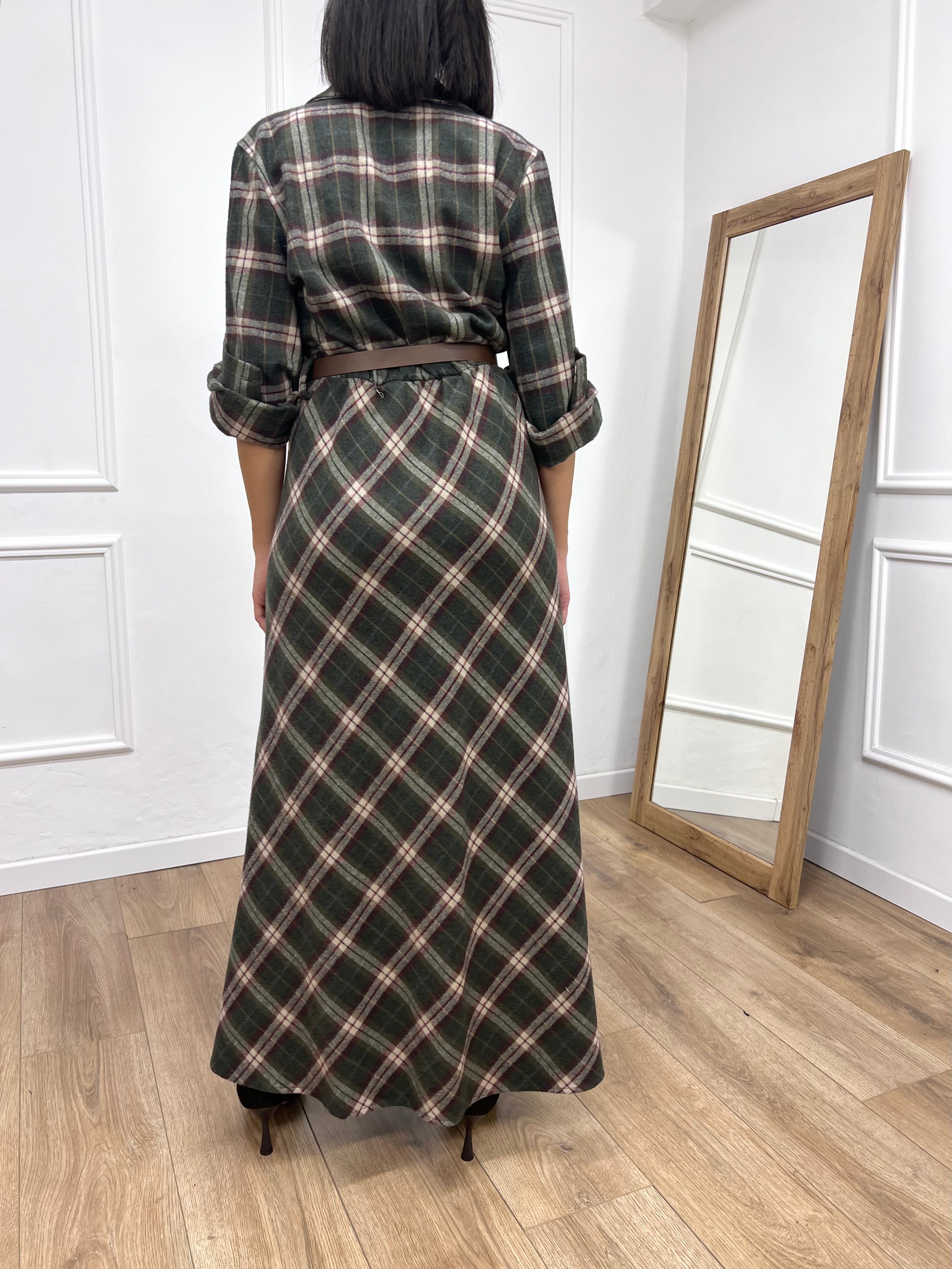 ABITO LUNGO CHECK FLANELLA PAMELA MILITARE MOTEL