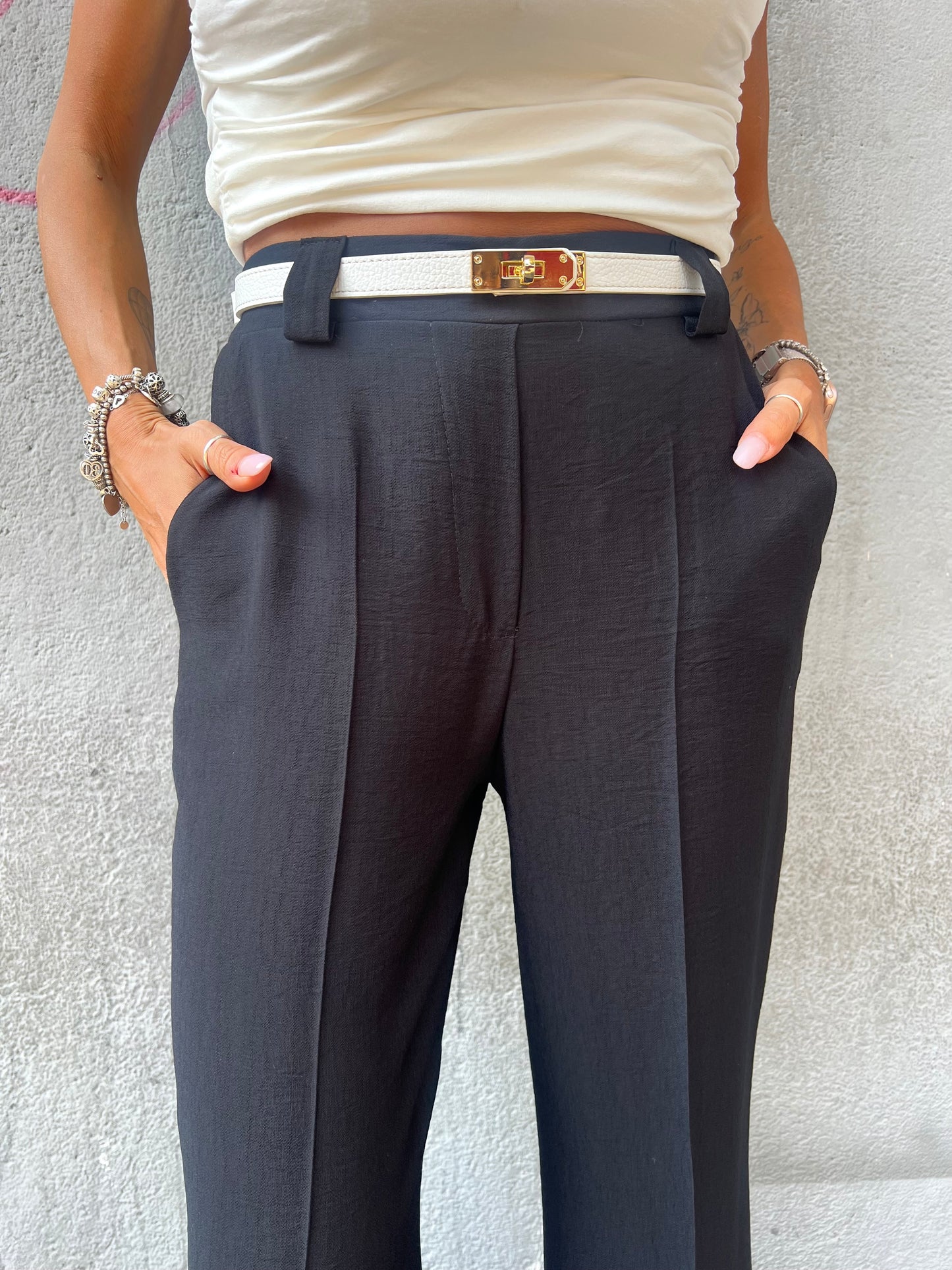 SUSY MIX PANTALONE GAMBA LARGA MILENA NERO