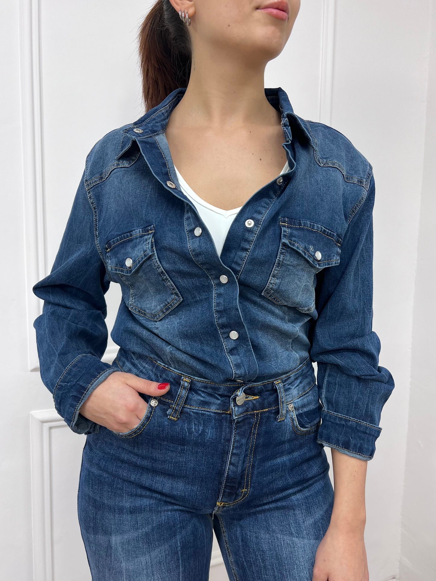 SUSY MIX CAMICIA FIT DENIM ANDREIA BLU