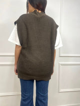 GILET FILO SCOLLO V BOTTONI YARY MORO SUSY MIX