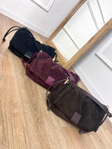 BORSA POUCH ARRICCIATA CAMOSCIO BROOKLYN BAROLO