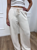 PANTALONE FELPA PALAZZO CON LACCIO SARA LATTE