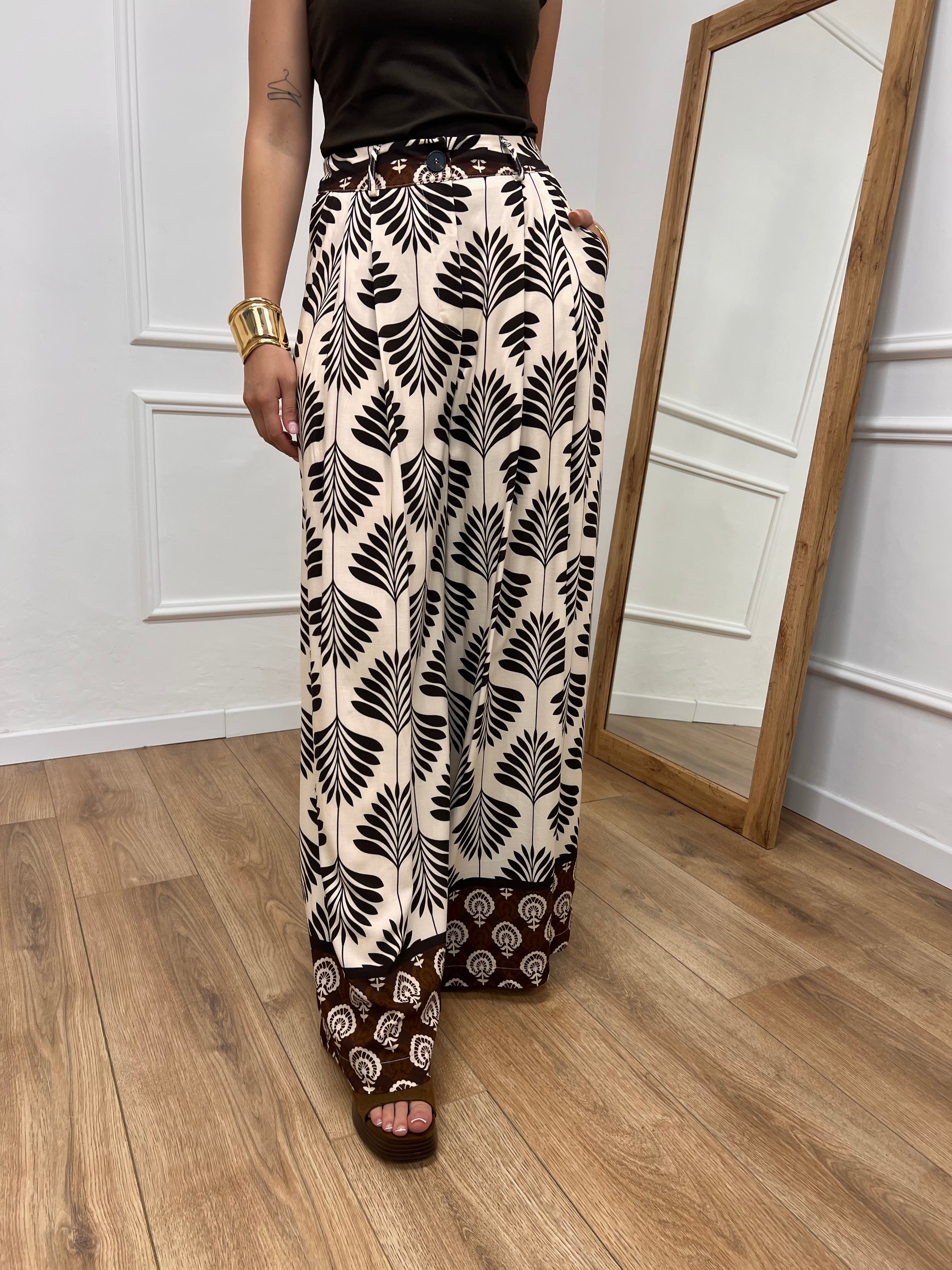 PANTALONE VITA ALTA PALAZZO FANTASIA MORO SUSY MIX
