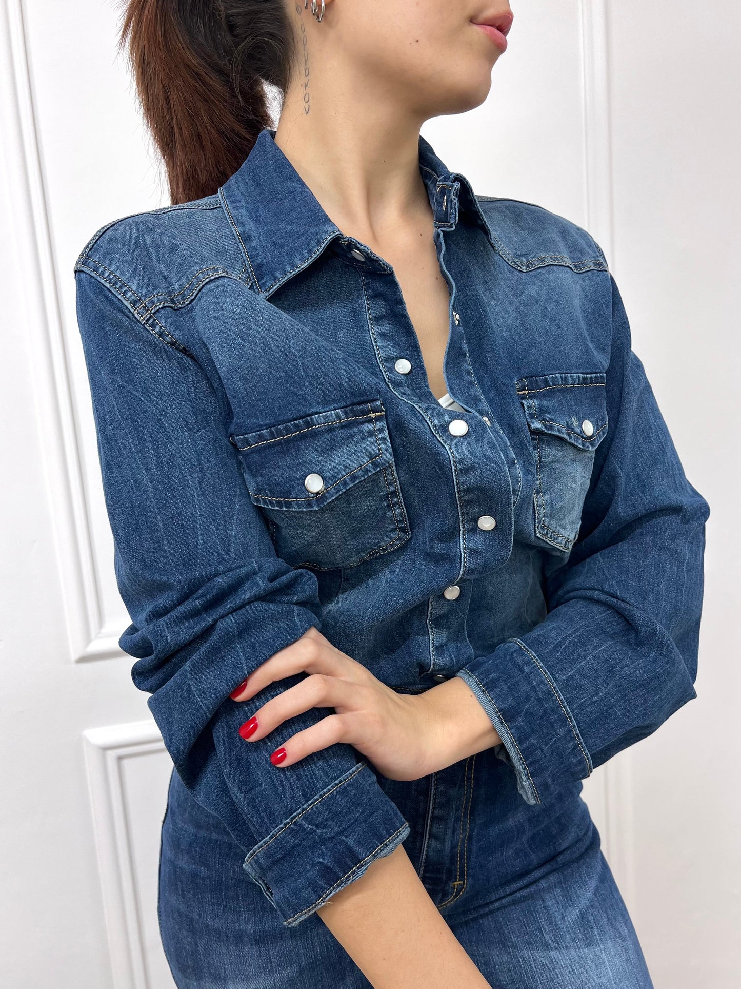 SUSY MIX CAMICIA FIT DENIM ANDREIA BLU