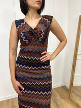 ABITO SCOLLO V NODO CROCHET SANNIE BLU