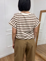 T-SHIRT M/C RIGHE TASCA MICRO PAILLETTES MORO SUSY MIX