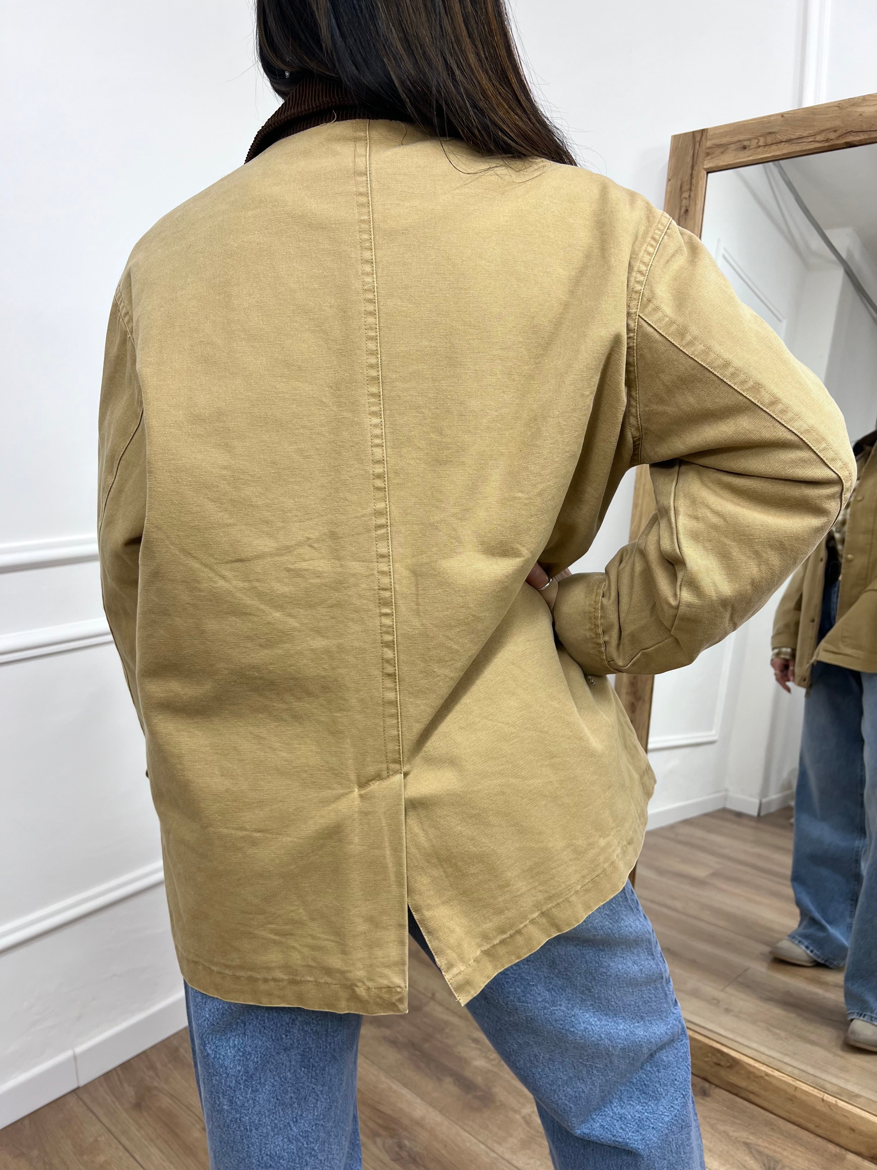 GIACCA TELA DENIM COLLETTO CONTRASTO KATE CAMMELLO