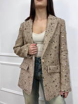 GIACCA MONOPETTO PAILLETTES BEIGE SUSY MIX