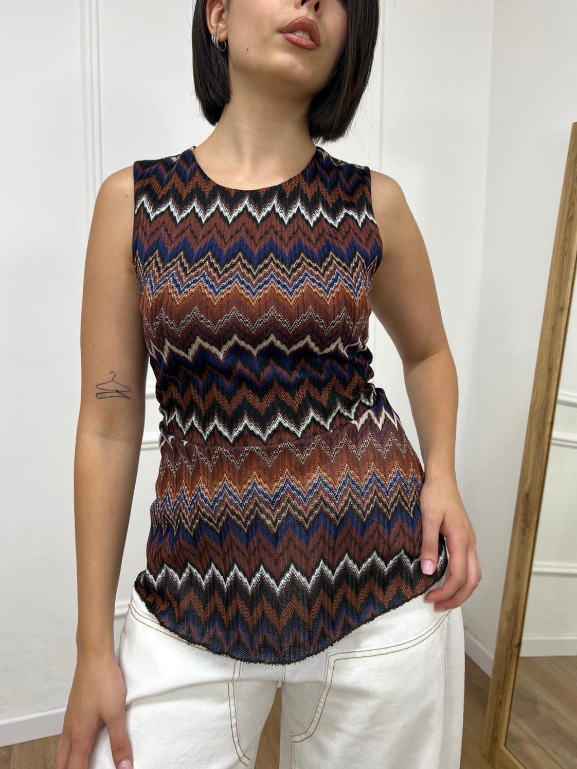 CANOTTA CROCHET SCOLLO INCROCIO SANNIE BLU SUSY MIX