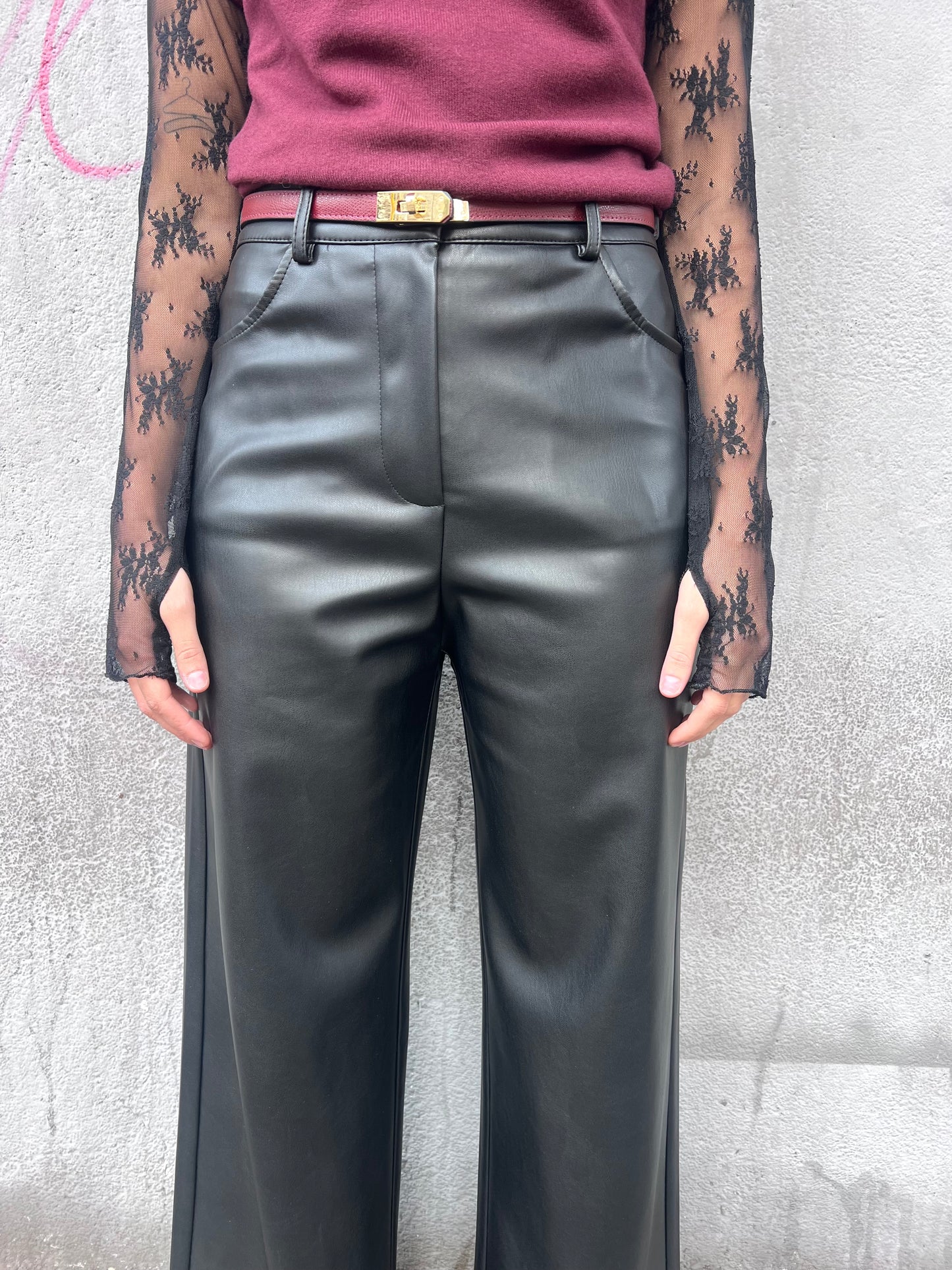 SUSY MIX PANTALONE FULL LENGHT  ECOPELLE LOREN NERO