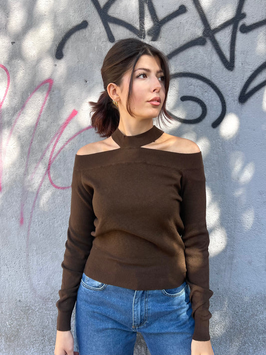 SUSY MIX MAGLIA RASATA CUT OUT VERONICA MOKA