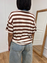 T-SHIRT M/C GIROCOLLO RIGHE  ST. TROPEZ TABACCO MOTEL