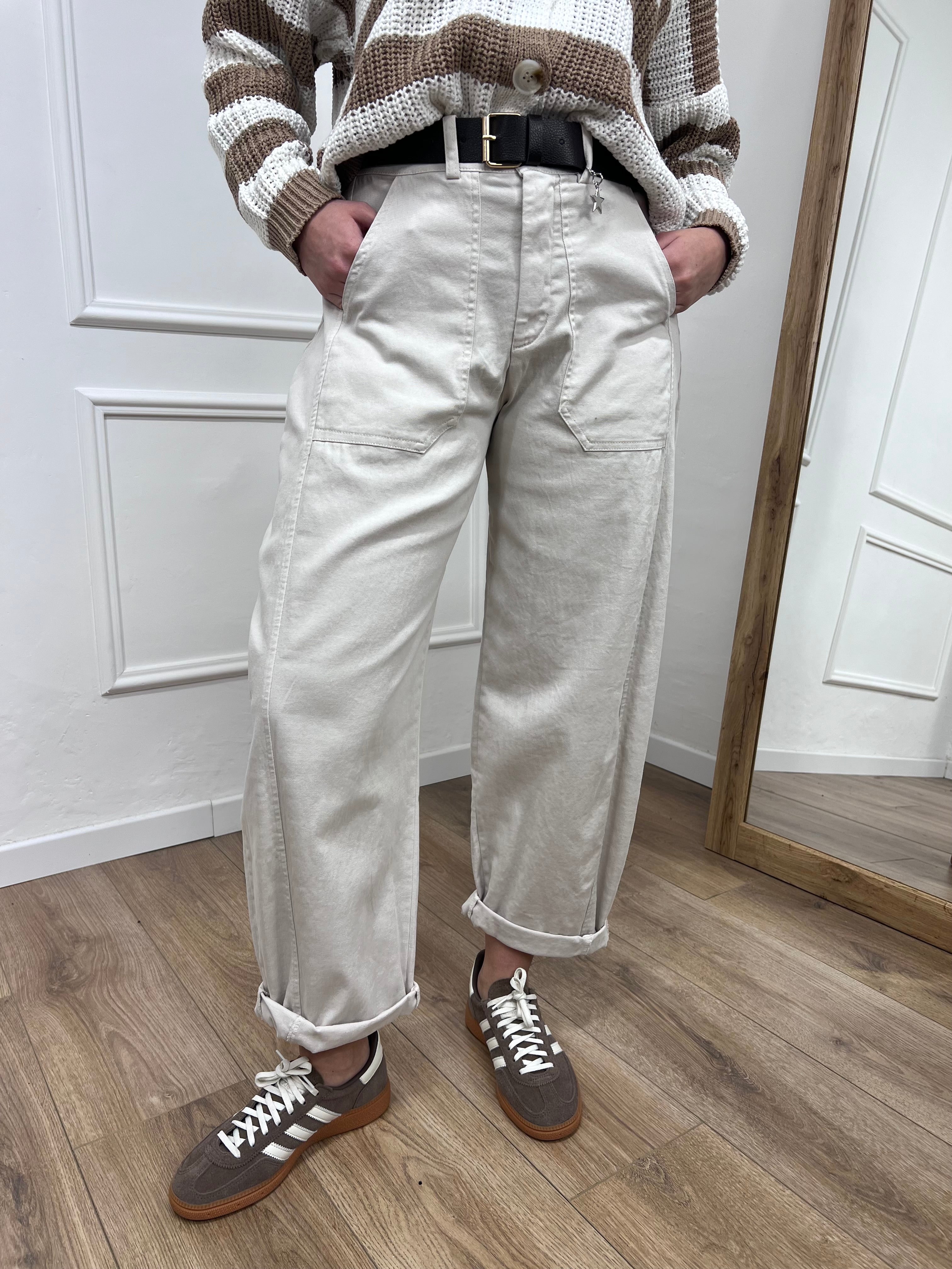 PANTALONE COTONE BALLON  STELLINA BURRO SUSY MIX