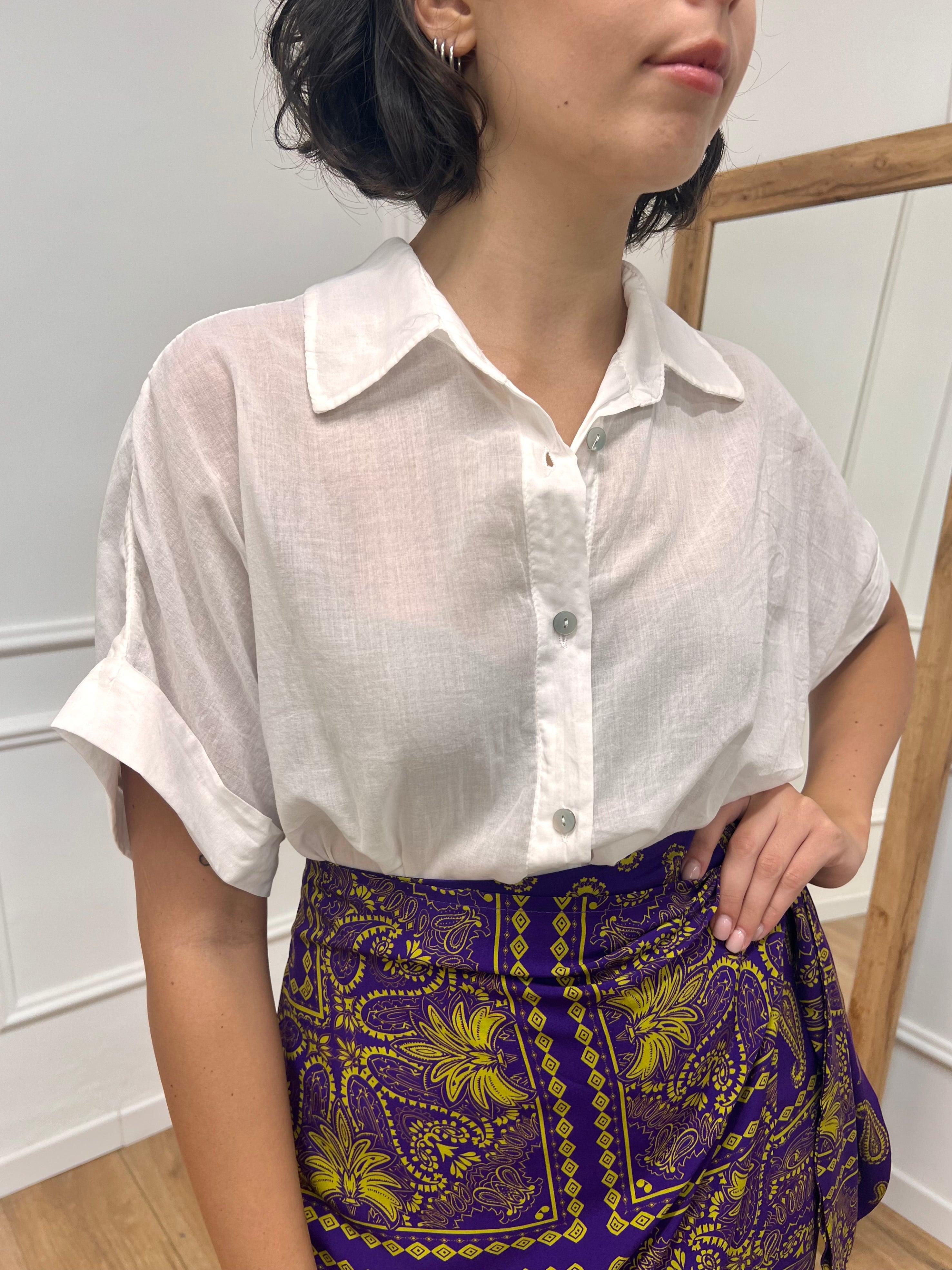 CAMICIA LUNGA MUSSOLA M/C BOTTONI JALE BIANCO SUSY MIX