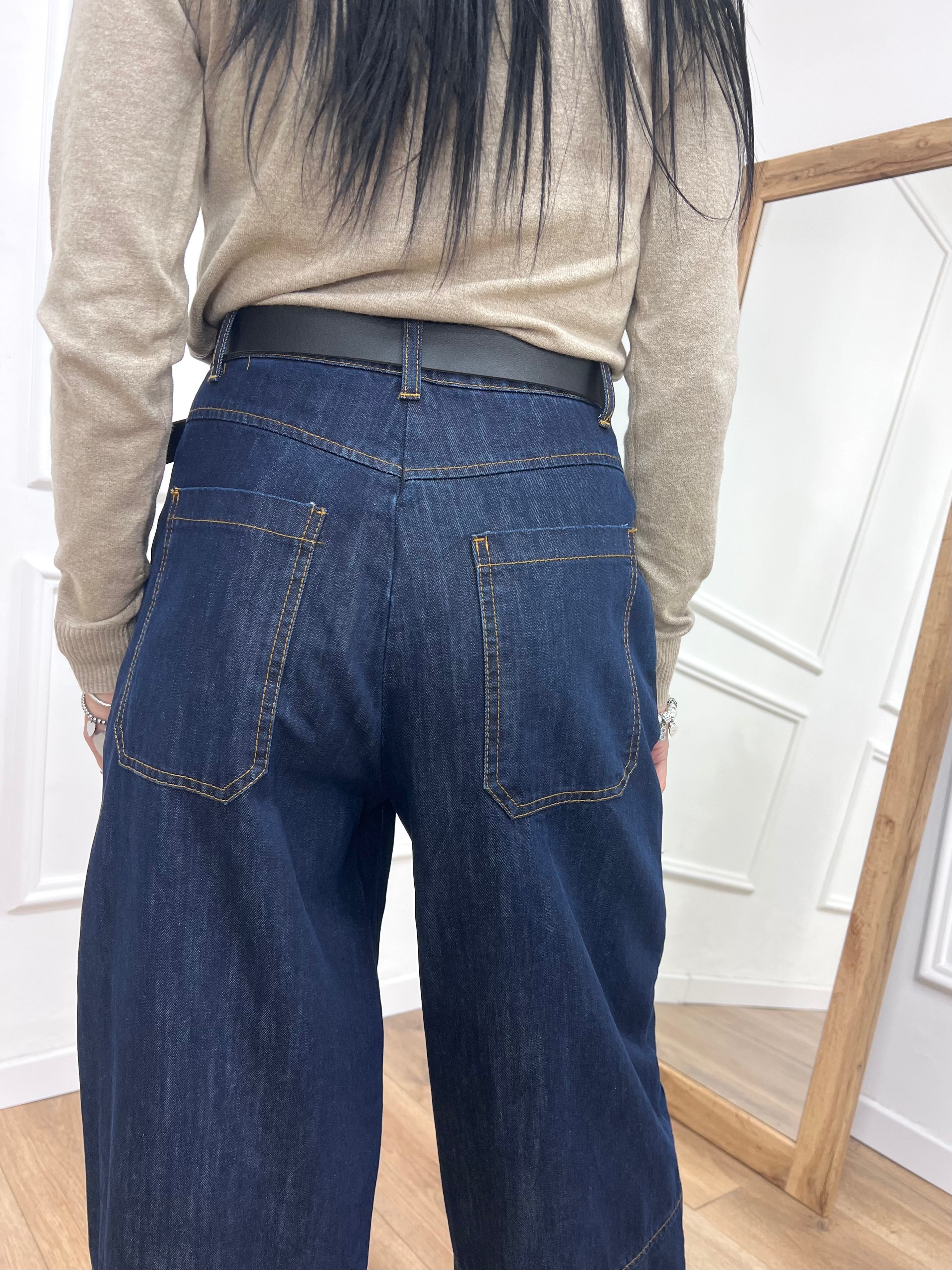 DENIM PALAZZO BARREL TOPPE BLU ZERO SUSY MIX