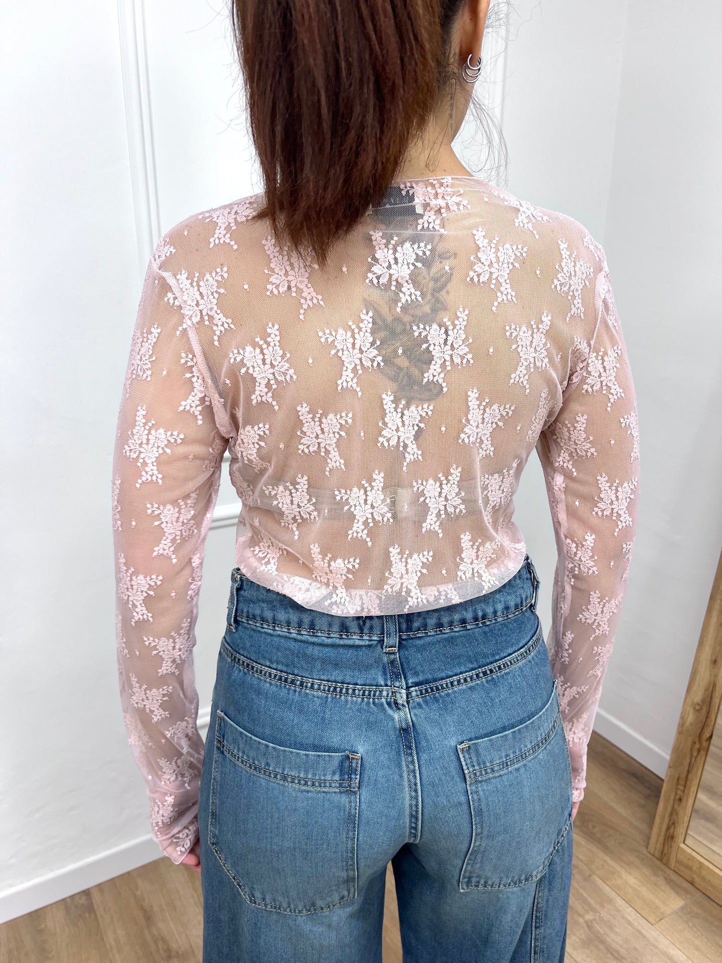 SUSY MIX MAGLIA PIZZO MANICOTTI ROBERTA ROSA