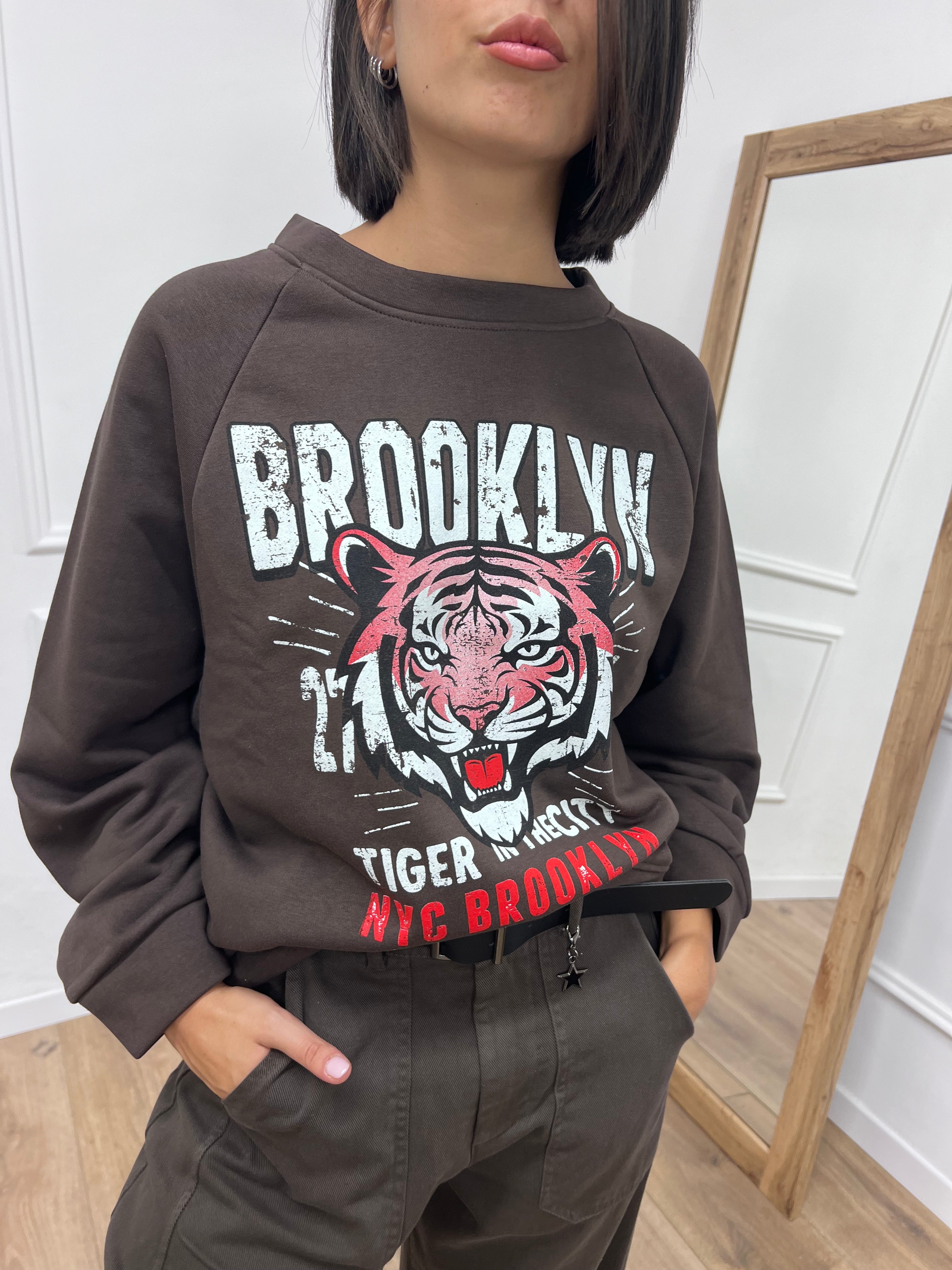 FELPA GIROCOLLO TIGER “BROOKLYN” MORO SUSY MIX