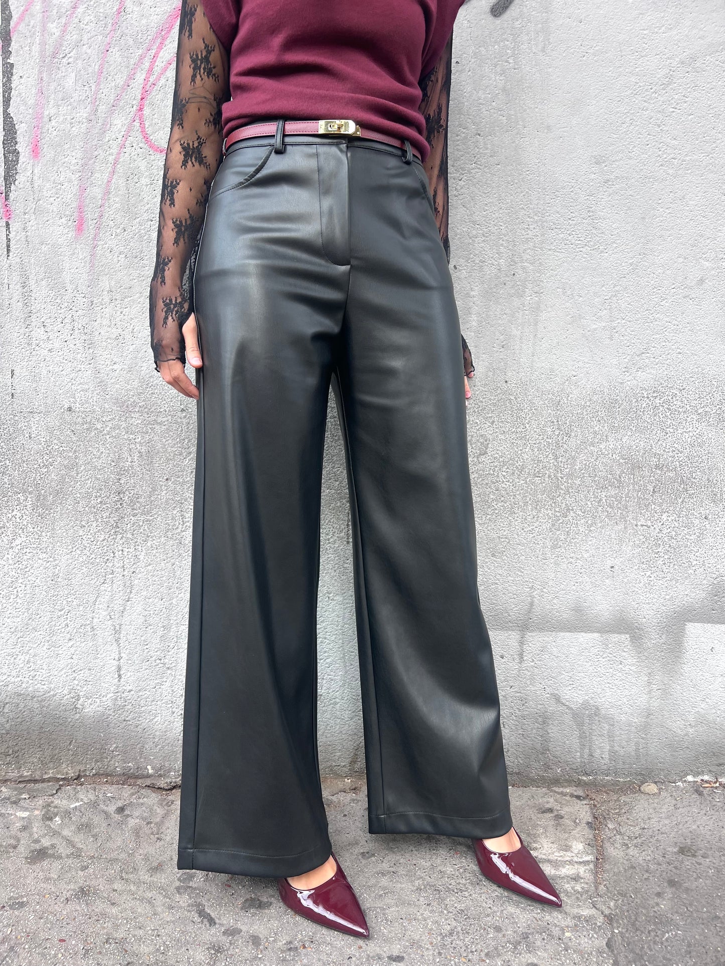 SUSY MIX PANTALONE FULL LENGHT  ECOPELLE LOREN NERO