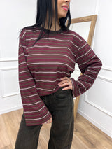 T-SHIRT GIROCOLLO RIGATA MANICA CAMPANA BAROLO SUSY MIX