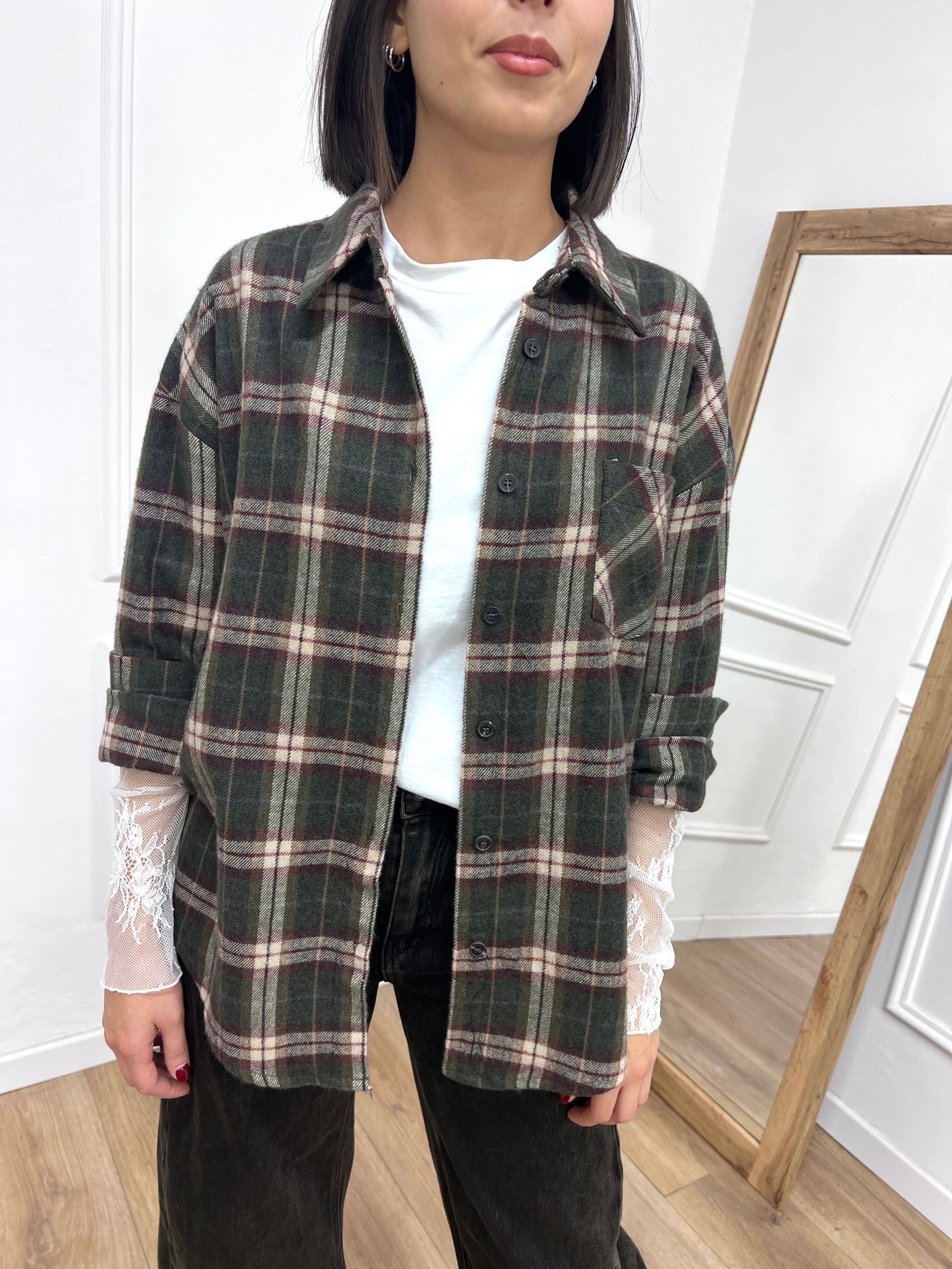 CAMICIA CHECK FLANELLA PAMELA MILITARE MOTEL