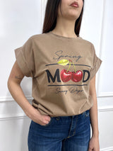 T-SHIRT WASHED STAMPA CHERRY SABBIA SUSY MIX
