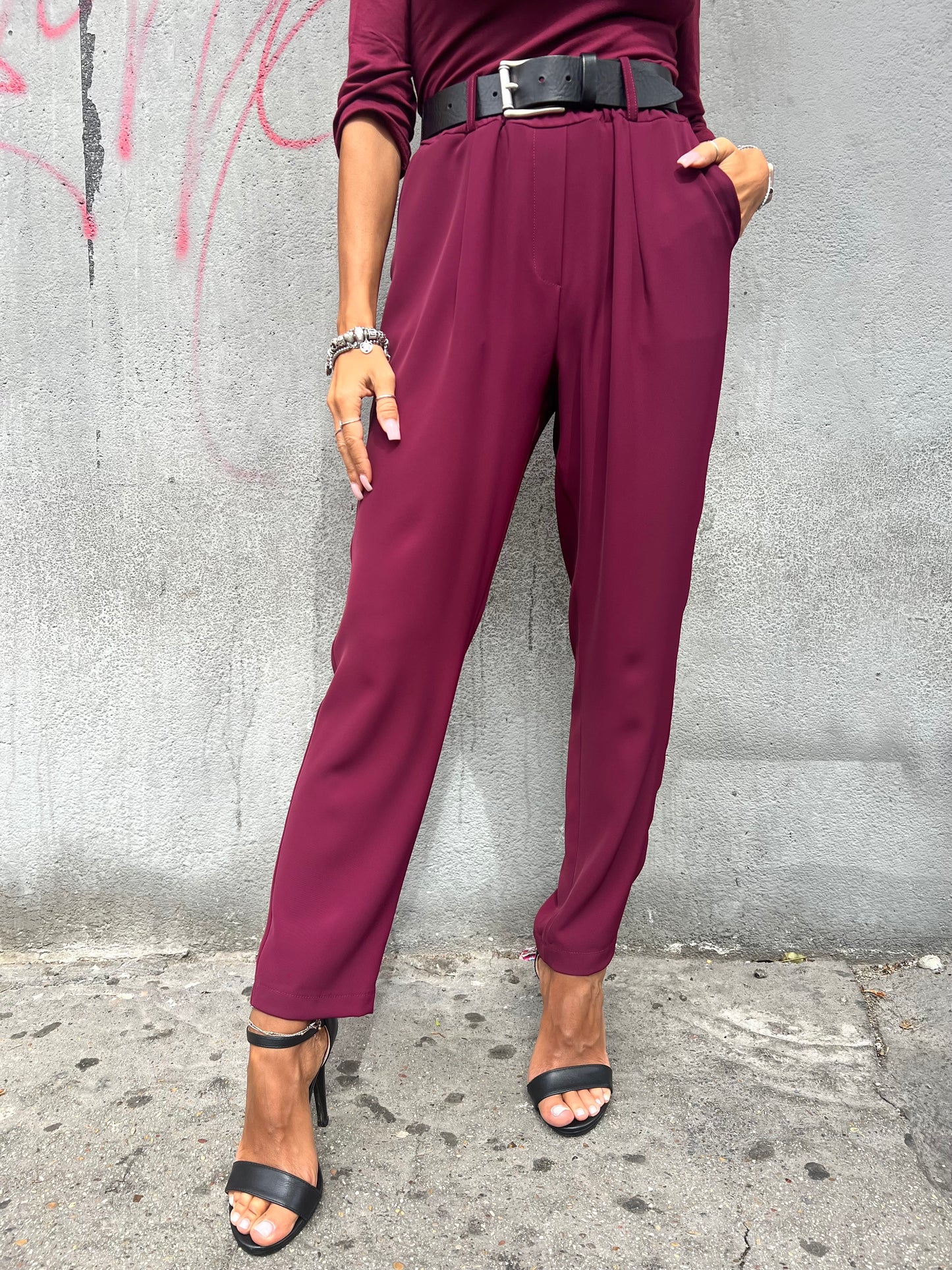 SUSY MIX PANTALONE FLUIDO MARINA VINO