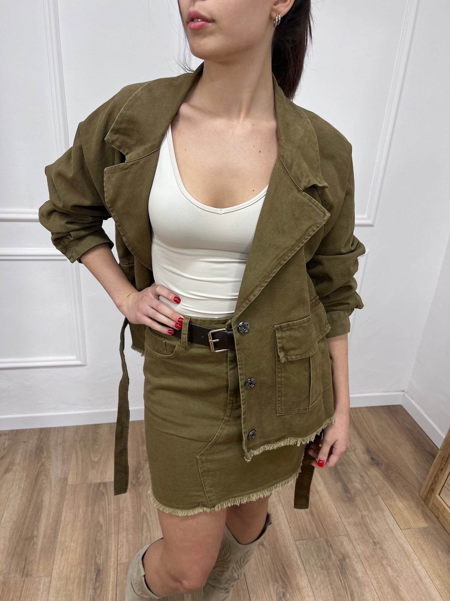 SUSY MIX GIACCA CON CINTURA BEA FANGO