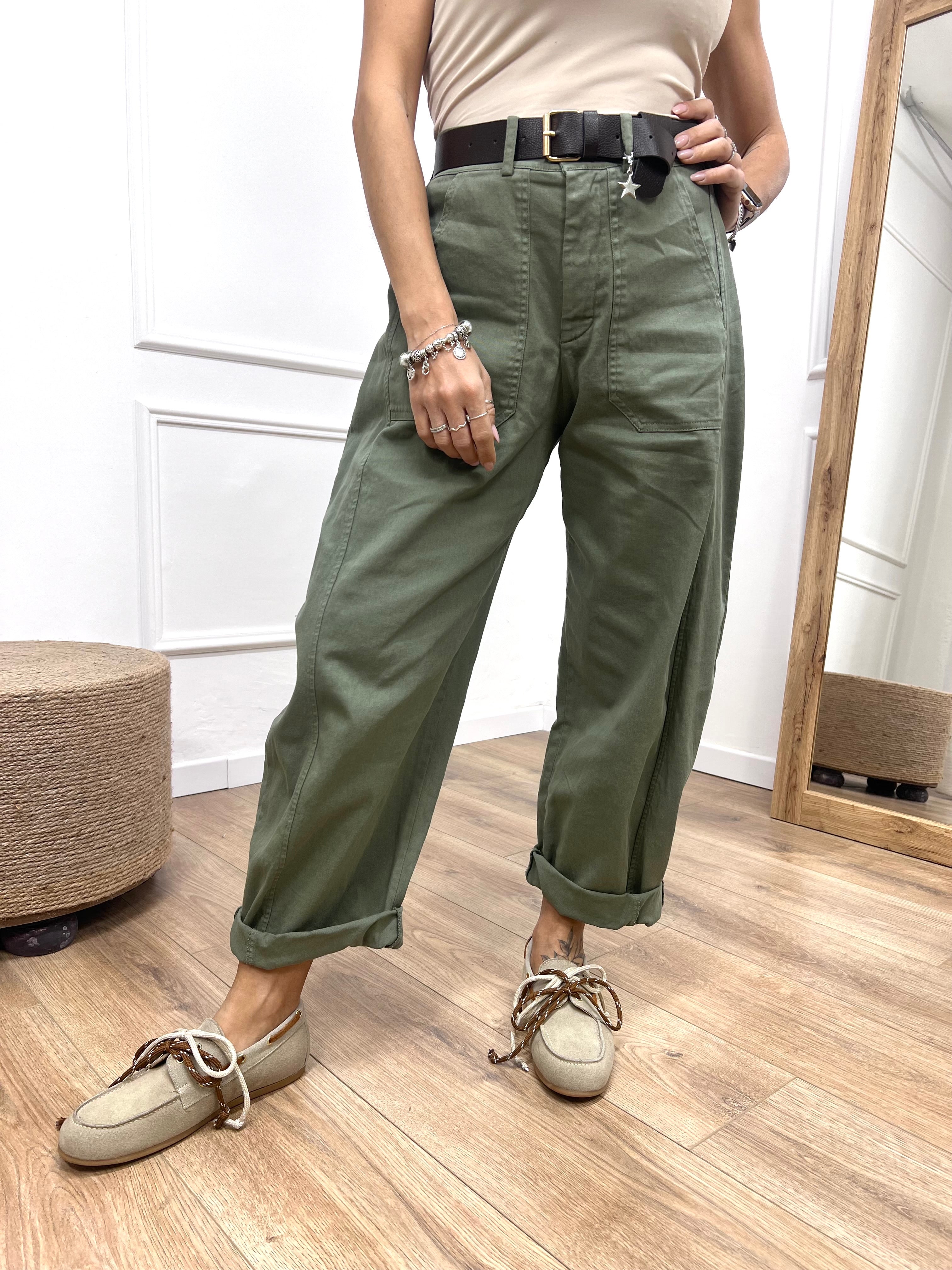 PANTALONE COTONE BALLON  STELLINA MILITARE SUSY MIX