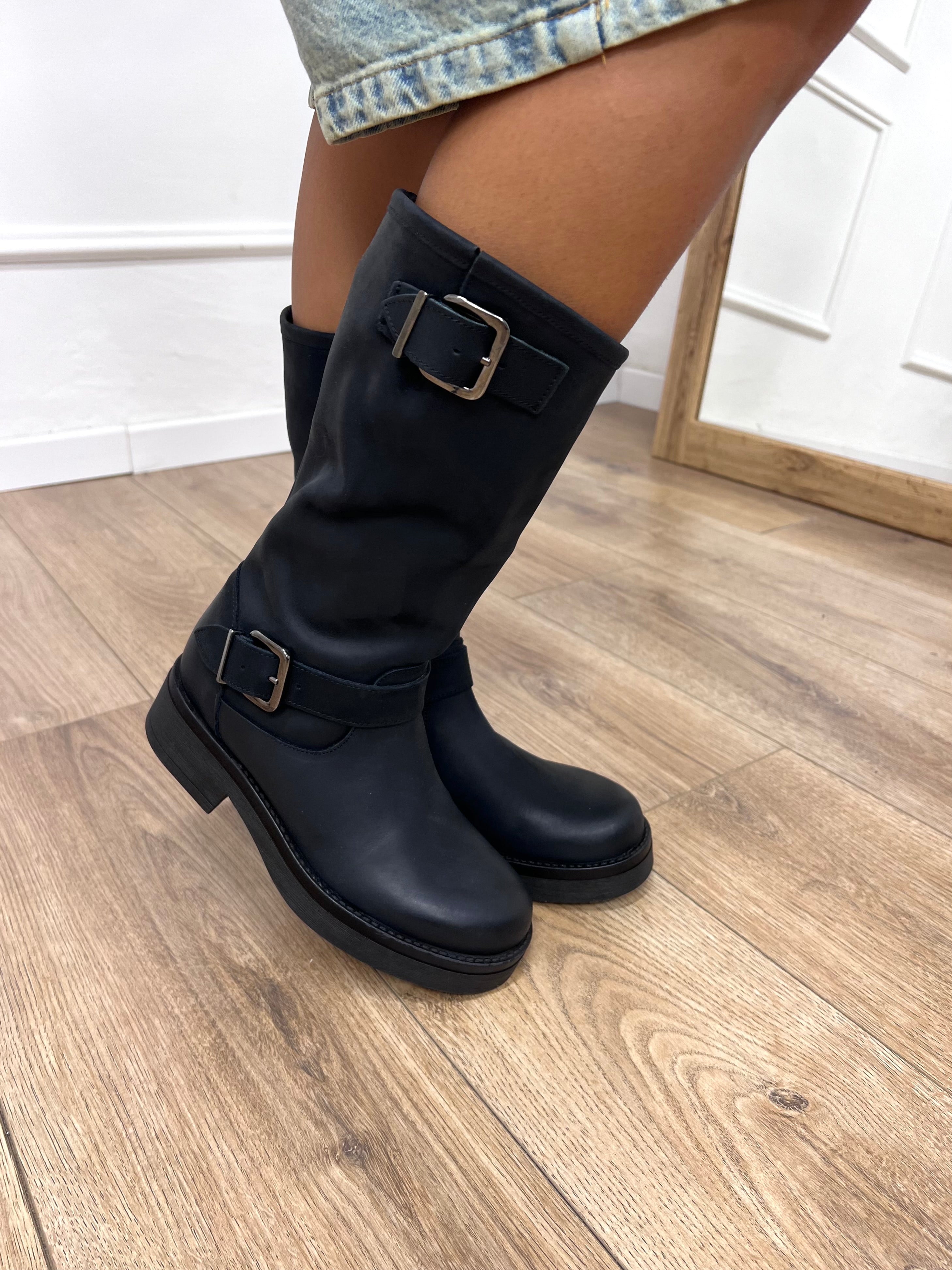 STIVALE BIKER PELLE SULLIVAN NERO N.6