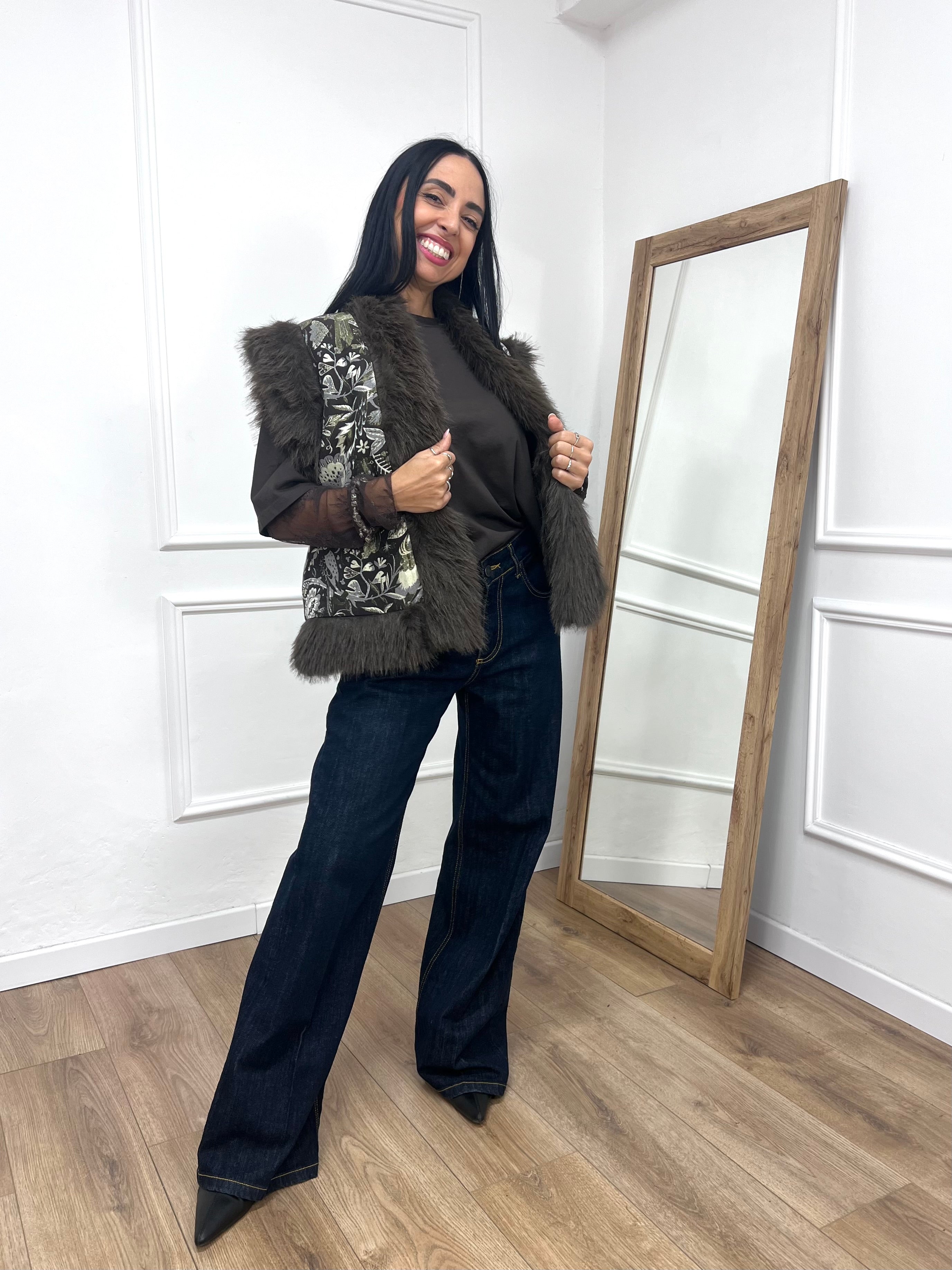 GILET JACQUARD & ECOFUR MORO SUSY MIX