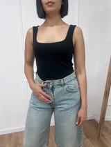 CANOTTA SCOLLO QUADRO JERSEY IRMA NERO SUSY MIX