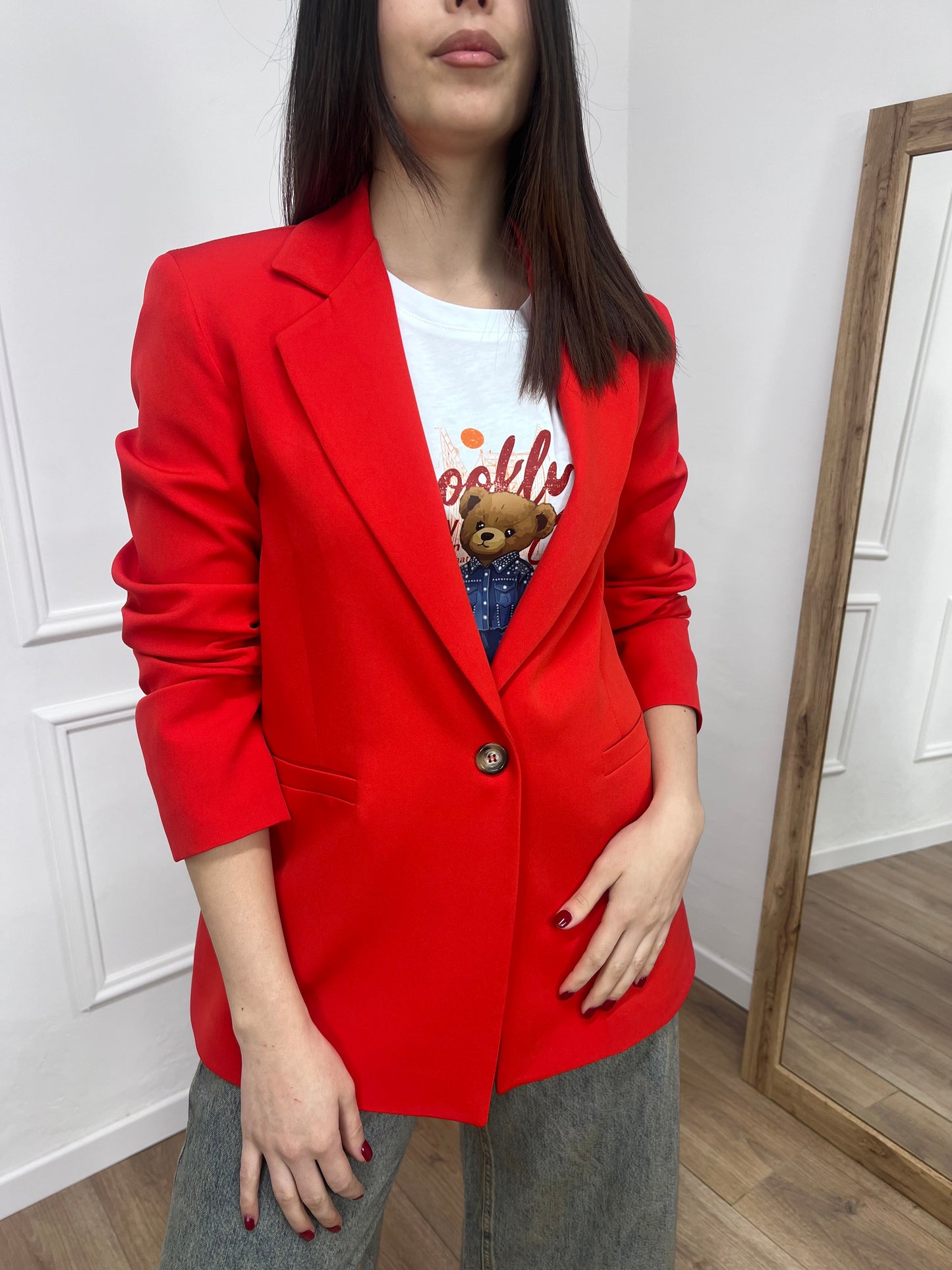 SUSY MIX GIACCA MONOPETTO BASIC UN BOTTONE ARIA ROSSO