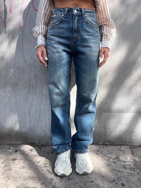 SUSY MIX DENIM VITA ALTA STRAIGHT FIT PAOLETTA BLU MEDIO