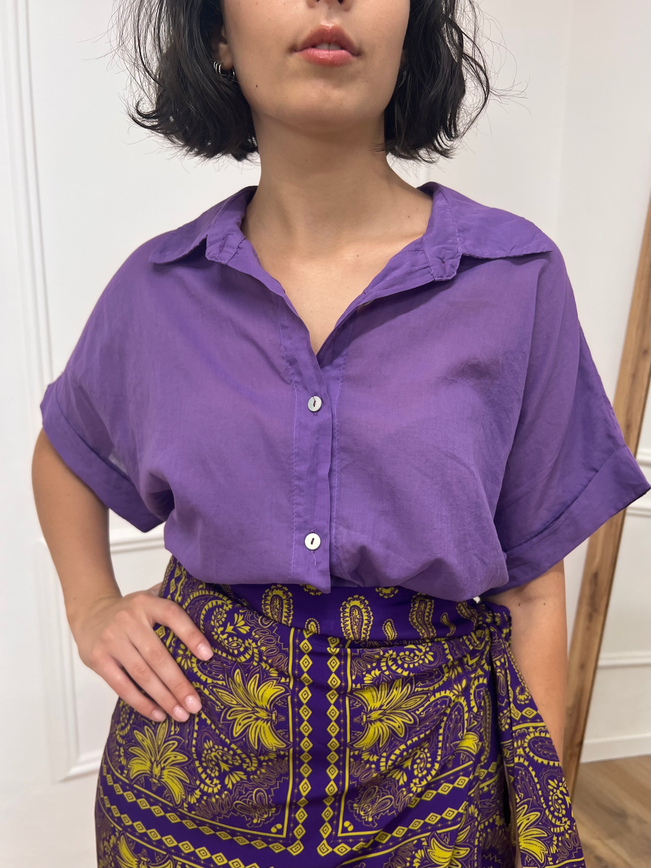 CAMICIA LUNGA MUSSOLA M/C BOTTONI JALE VIOLA SUSY MIX