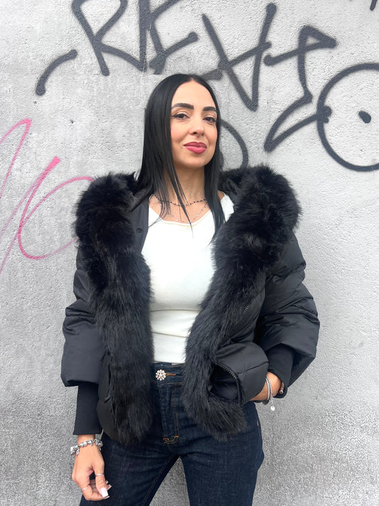 SUSY MIX PIUMINO ECOPELLICCIA RIMOVIBILE SANDRA NERO