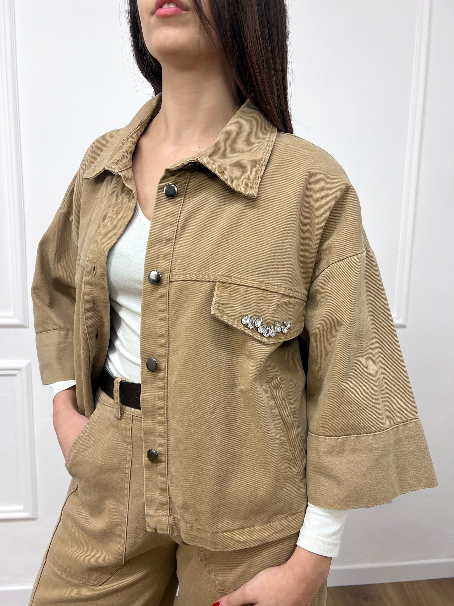 SUSY MIX CAMICIA M/MANICA APP GIOIELLO CAMEL