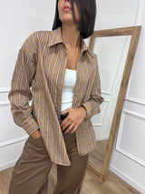 CAMICIA OVER BACCHETTATA TABACCO SUSY MIX
