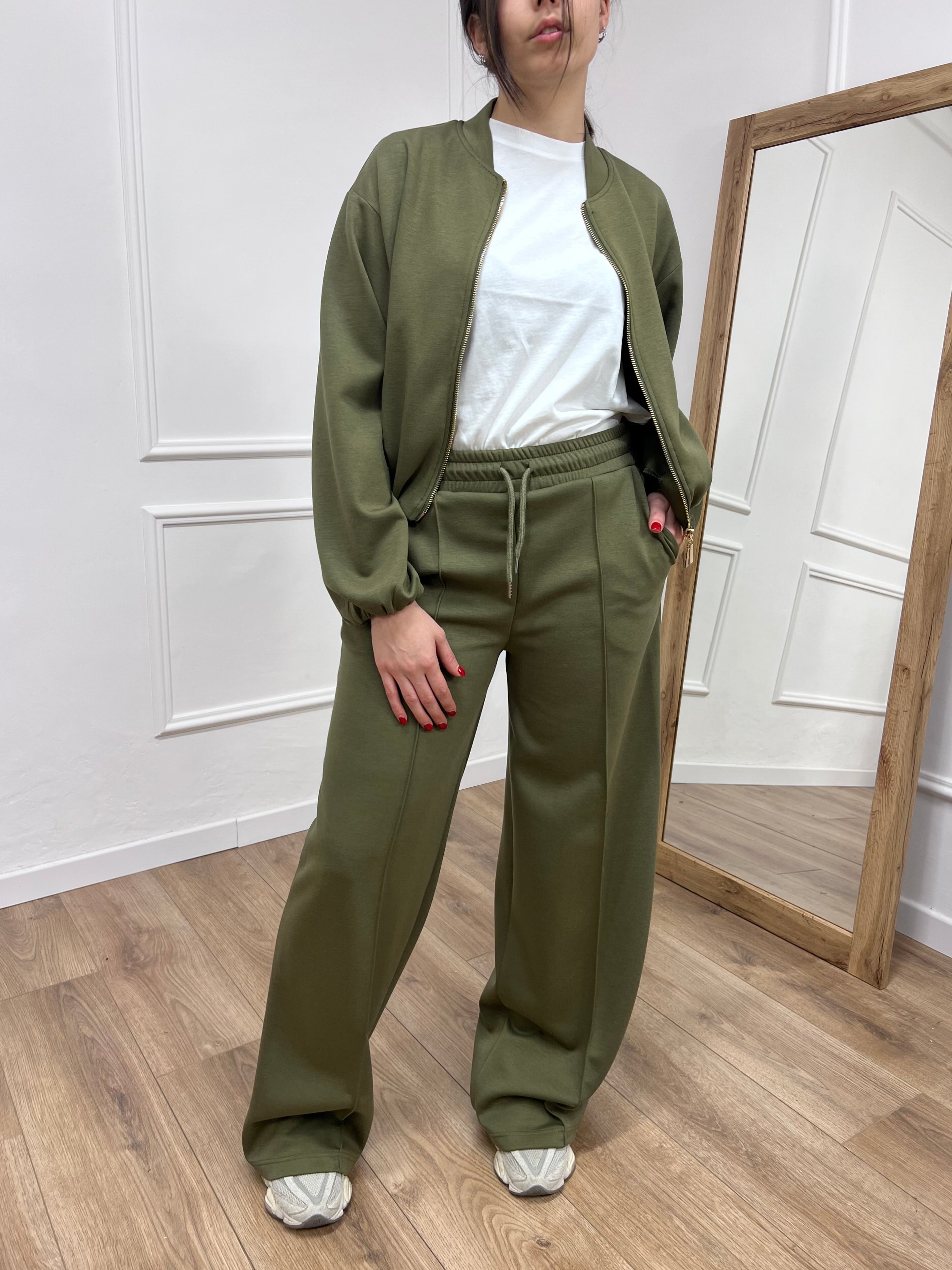 COMPLETO SCUBA FELPA & PANTALONE YLENIA MILITARE SUSY MIX