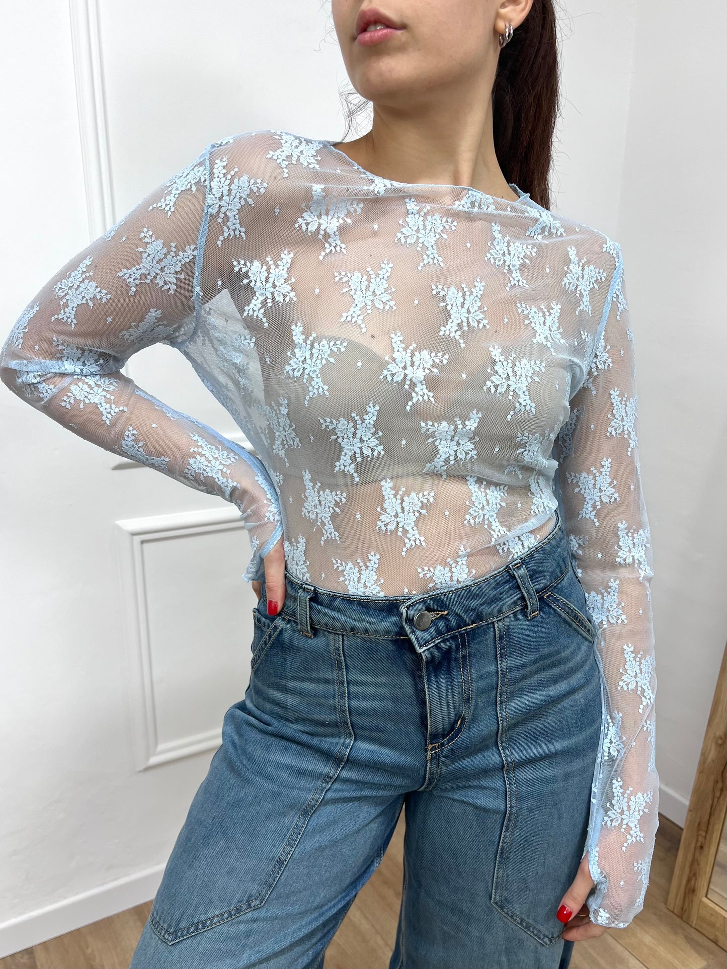 SUSY MIX MAGLIA PIZZO MANICOTTI ROBERTA CIELO