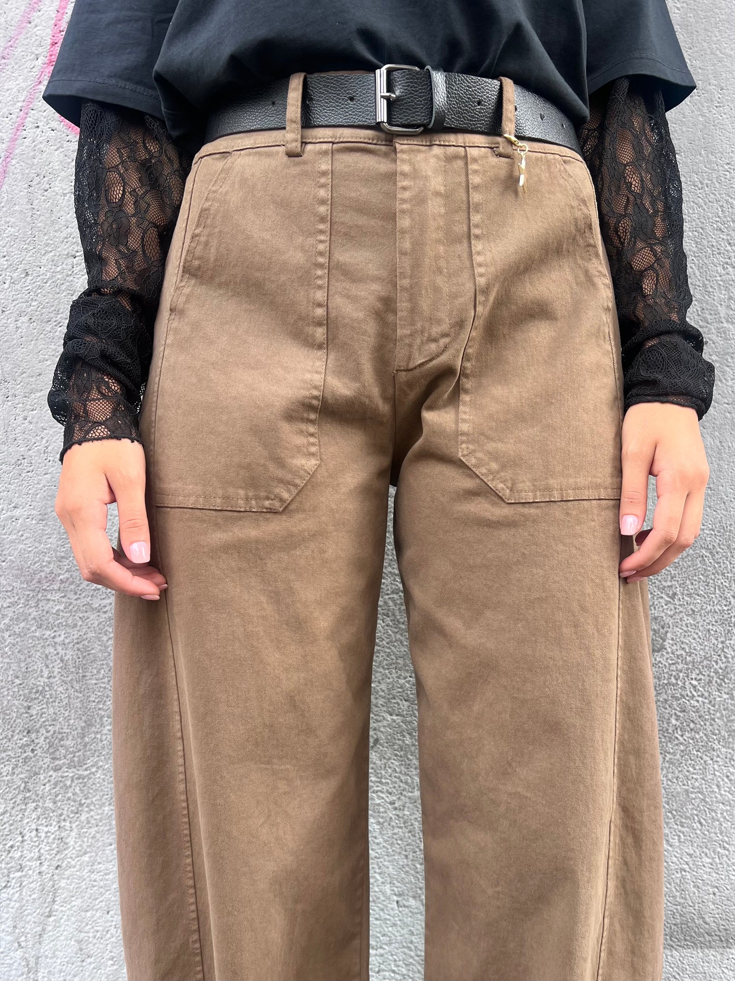 SUSY MIX PANTALONE VITA ALTA BALLON STELLINA TABACCO